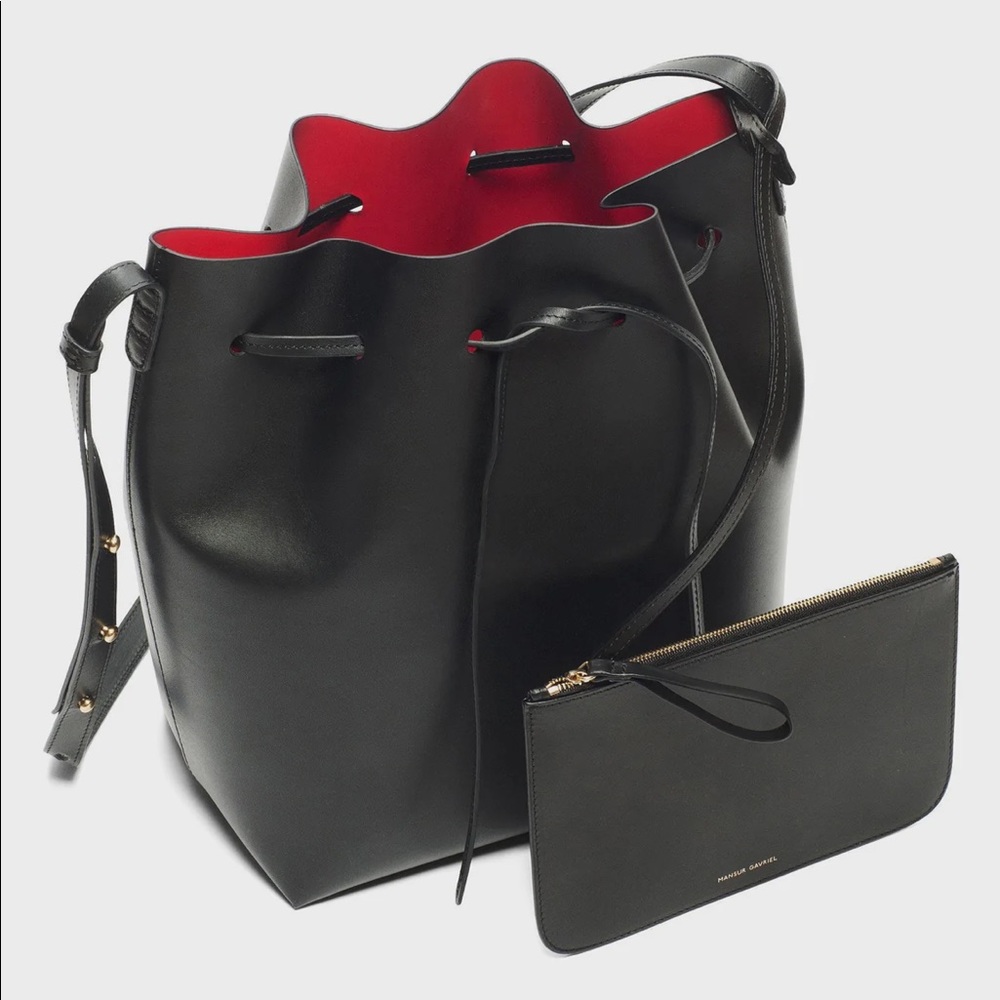 Mansur Gavriel Bucket Bag Black/Red (💯Authentic w/ pouch & dust bag)